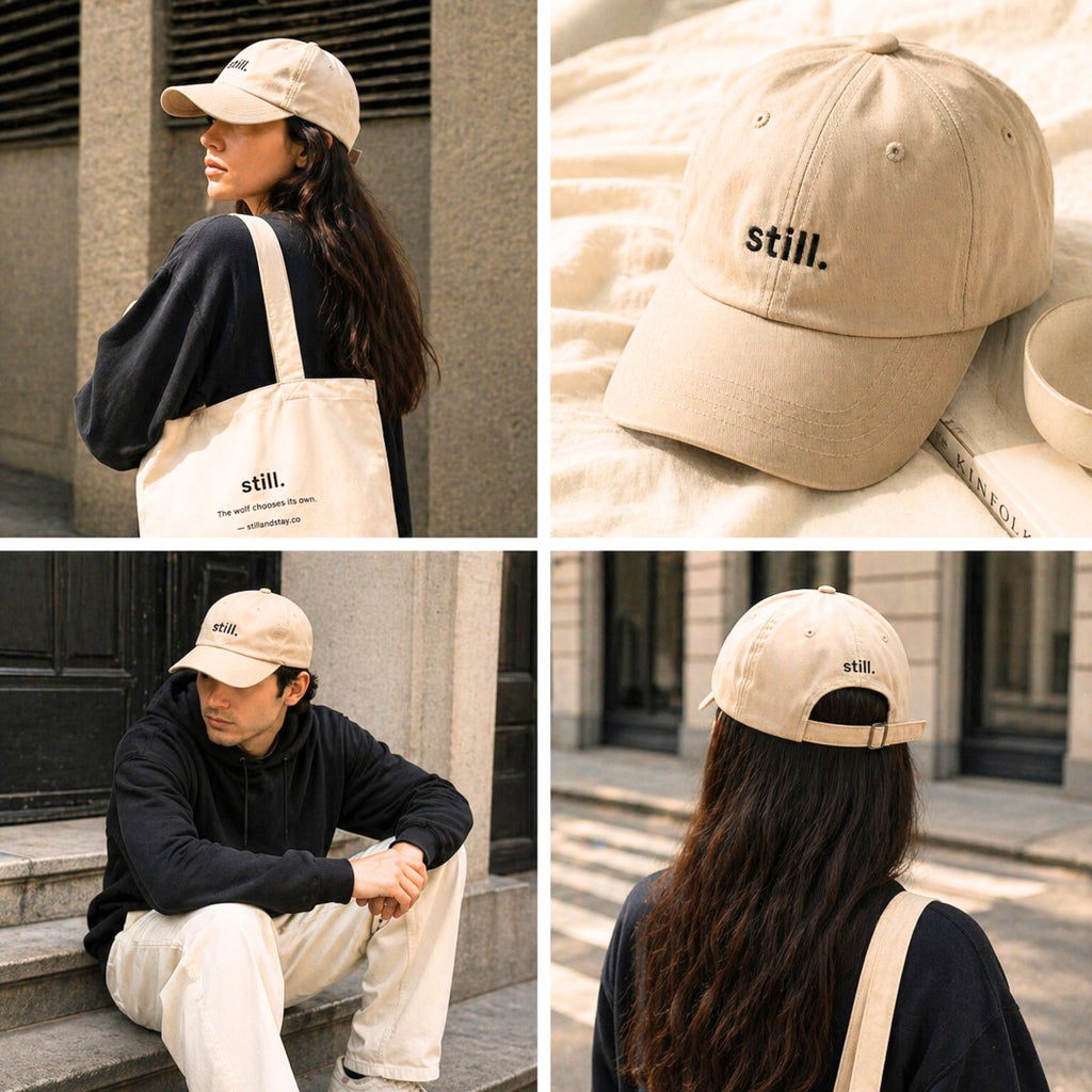 Still Black/Beige Cap | Gorra Bordada Negro/Beige