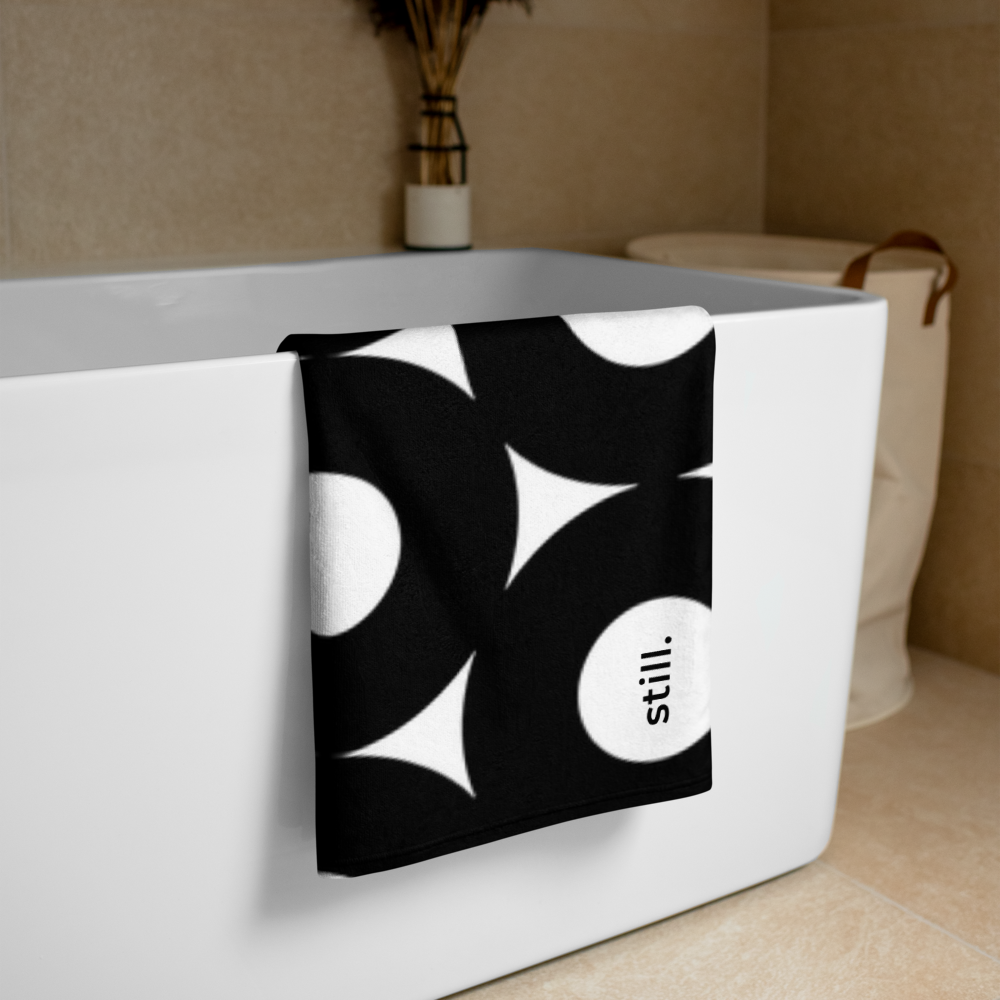 Geometric Circle Beach Towel | Minimalist Black and White